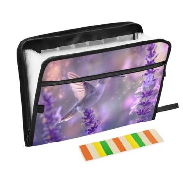 Imagem de Wassud Pasta organizadora de arquivos de papel A4 para acordeão de beija-flor, pasta organizadora de documentos, com etiquetas, pasta de arquivos expansível, 13 bolsos