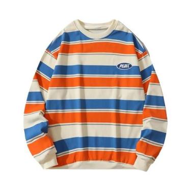 Imagem de Moletom Masculino Y2K Com Listras, Estilo Coreano, Solto, Para Primave