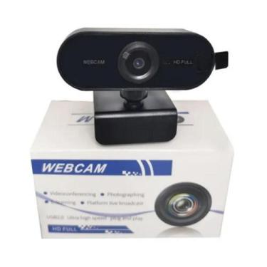 Imagem de Webcam Preta Full Hd 1080p Usb Gira 360 Com Microfone - mais br