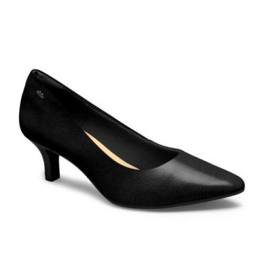 Imagem de Scarpin Feminino Dakota Couro Legítimo Salto Fino Sapatos Cor:PretoTam