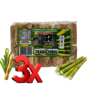 Imagem de Kit 3 Mini Rapadura Tradicional Ceará 450g