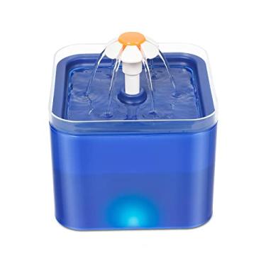 Imagem de Fonte de água de gato 2L, fonte de água automática para animais de estimação com kit de torneira de flor, dispensador de água silencioso para cães com controle de fluxo para cães, gatos, azul escuro