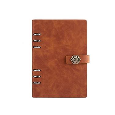 Imagem de Fivela Magnética Capa Dura A5 Caderno de Couro Bloco de Notas Pasta Anel Planejador Agenda Livro de Notas de Negócios Papelaria, fukou, marrom, A5