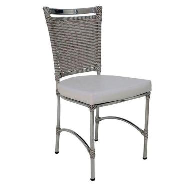 Imagem de Cadeira Em Alumínio E Fibra Sintética Jk Cozinha Edícula Marmore E Nautico Branco