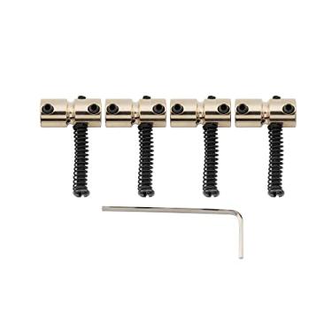 Imagem de Musiclily Pro Espaçamento 19mm Carrinhos Saddles de Aço para Baixo 4 Cordas Precision/Jazz Bass, Dourado(4 Peças)