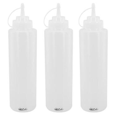 Imagem de Kit Bisnaga Plástica 3 Peças para Molho Flexível Profissional 350ml Te