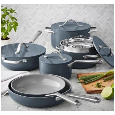 Imagem de Conjunto de Panelas Antiaderente Revestida de Cerâmica, 11 Peças, MEMBER MARK, Cinza