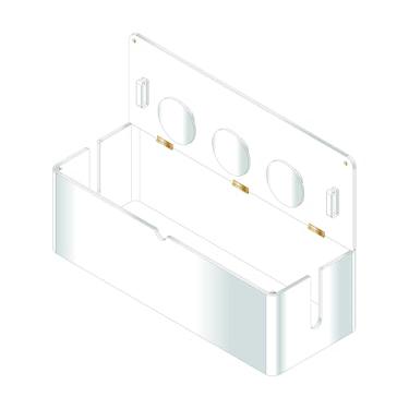 Imagem de russell+hazel Organizador de mesa grande caixa de gerenciamento de cabos de acrílico, transparente com suporte branco, tampa articulada, entalhes e ganchos integrados, organizador de cabos de 39,4 cm