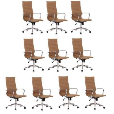 Imagem de Conjunto 10 Cadeiras de Escritório Presidente Giratória Sevilha Rivatti Marrom