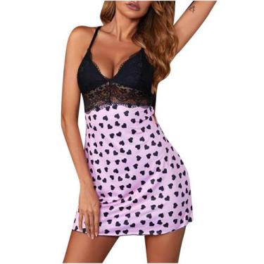 Imagem de Moda feminina sexy sling vestido de renda com decote em V lingerie cam