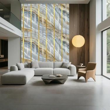 Imagem de Papel de parede com textura de mármore banhado a ouro papel de parede autoadesivo impermeável à prova de umidade imitação de azulejo de cerâmica revestimento de parede lavável cozinha e banheiro