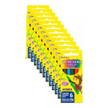Imagem de Giz de Cera Acrilex 06 cores KIT 12 unids Atacado