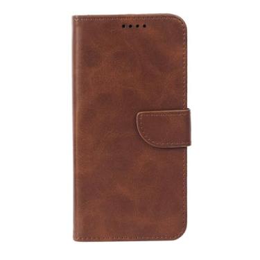 Imagem de LYJSMGZ Capa flip para iPhone 16E, carteira de couro, fecho magnético, proteção contra quedas, capa interna de TPU (poliuretano termoplástico), marrom, 16E