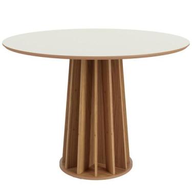 Imagem de Mesa De Jantar Redonda Pés Ripado Orgânico 105cm Ceci D03 Off White Fr