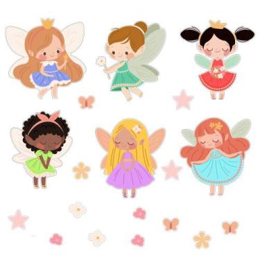 Imagem de Adesivo de Parede Decorativo Infantil Fadas Floridas Estrela - SHD Sol