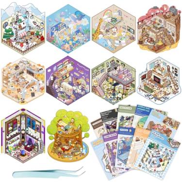 Imagem de Coostiksy 10 Conjuntos De Cenas Adesivos 3D Para Meninas, Crianças E Adolescentes, Terapia Diy Adultos, Casa Isométricos Quarto, Faça Seus Próprios Adesivos, Lembrancinhas Festa, Sacolas Guloseimas,