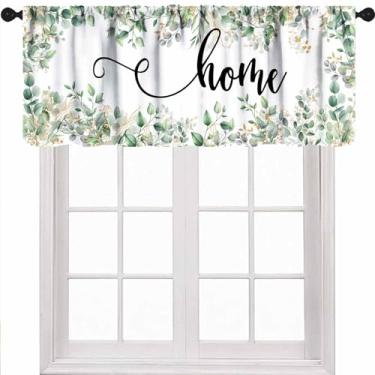 Imagem de Cortinas de cozinha de folha verde, saia, primavera, verão, folha de eucalipto, planta de fazenda, doce lar, janela curta, tratamentos para banheiro, sala de estar, sala de jantar, 1 peça, 137 x 45 cm