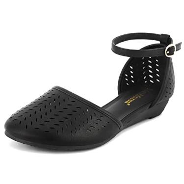 Imagem de MaxMuxun sandália feminina romana com tira no tornozelo fechada na biqueira, Preto, 8