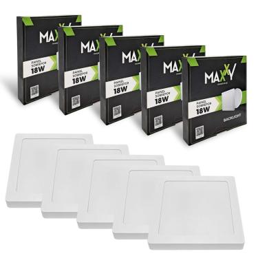 Imagem de 5x Painel Plafon Led Sobrepor Quadrado 18w Amarelada 3000k