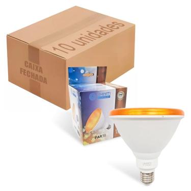 Imagem de 10x Lâmpada Par38 Led 15w Luz Âmbar Laranja Prova D`água