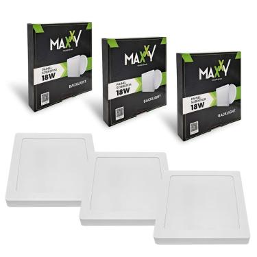 Imagem de 3x Painel Plafon Led Sobrepor Quadrado 18w Amarelada 3000k