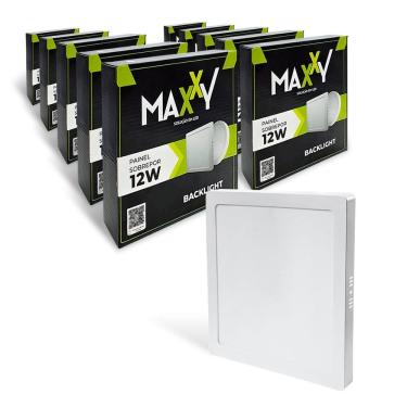 Imagem de 10x Painel Plafon Quadrado Sobrepor Led 12w Luz Fria 6500k