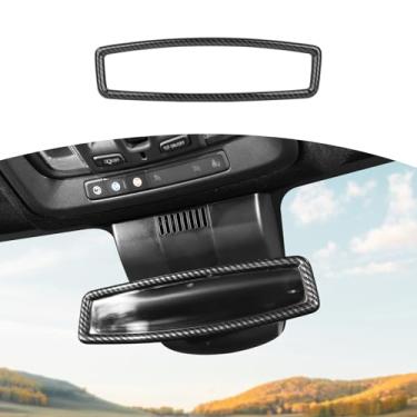 Imagem de JOSHELA Capa de acabamento de espelho retrovisor Silverado adequada para Chevy Silverado 2022-Present Acessórios interiores de fibra de carbono preta 1 peça