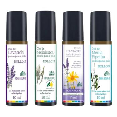 Imagem de Kit 4 Roll-On Óleos Essenciais WNF 10ml – Melaleuca, Lavanda, Menta, Relaxante | Praticidade e Bem-Estar para o Dia a Dia