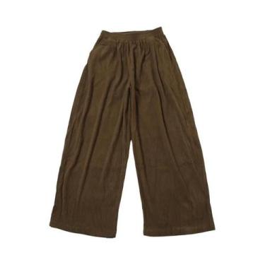 Imagem de Calça Feminina de Veludo Cotelê Y2K - Cintura Alta, Perna Larga e Caim