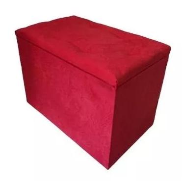 Imagem de Puff Bau Para Quarto Retangular Em Suede Com Espaço Para Armazenamento(VERMELHO)