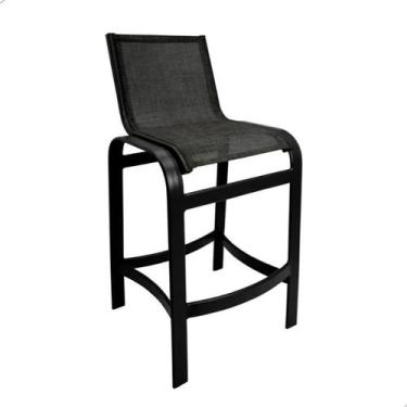 Imagem de Banqueta Lótus Premium em Alumínio e Tela sling - Voratto Móveis, Pret