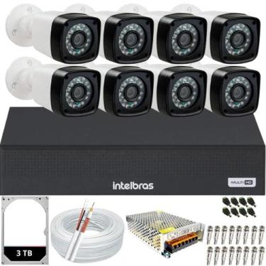 Imagem de Kit 8 Câmeras Segurança 1080p Full Hd Dvr Intelbras 8ch mhdx Hd 3TB