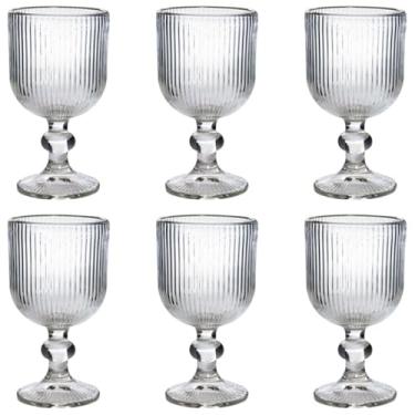 Imagem de Conjunto de Taças 6 Peças, Vidro Resistente, 270ml, Transparente, Design em Relevo, P/Bebida Suco Drink, Decoração Bar Cozinha Utensílio (Conjunto de Taça 6 Unid 270ml)