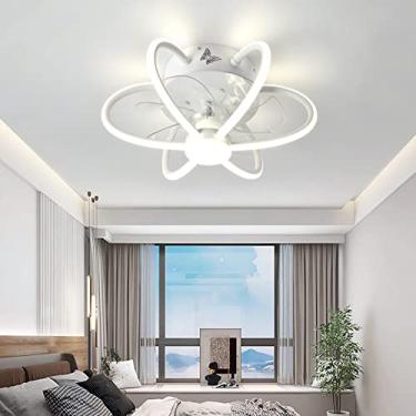 Imagem de Ventiladores de teto com luzes e controle remoto Ventiladores de teto modernos e silenciosos com lâmpadas LED reguláveis função verão/inverno 6 velocidades com temporizador montagem embutida