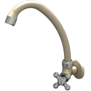 Imagem de Torneira para Cozinha de Parede Bica Móvel Porto Belo Luxo 1/4 de volta Bege Cromado Com Bitola De 1/2" - 3/4" Durín