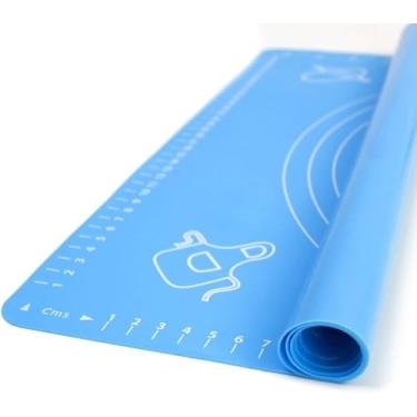Imagem de Tapete de silicone para assar com medidas - |antiderrapante | Rolo de pastelaria, tapete de balcão, tapete de massa de massa, forro de forno (50,8 cm x 40,6 cm, azul)
