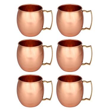 Imagem de Zap Impex Caneca de cobre Moscow Mule feita à mão cobre puro simples moscow mule conjunto de 6