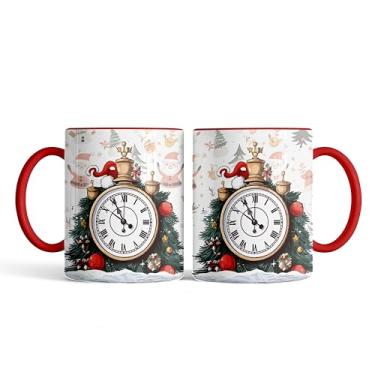 Imagem de Caneca xicara porcelana Natal relógio 25EI (vermelho)