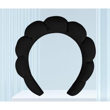 Imagem de Bandanas de spa para lavar o rosto ou cuidados com a pele facial, pacote combo de faixas de cabelo de maquiagem inchadas para máscara de lavagem de rosto, faixa de cabeça de pele, preta, 10