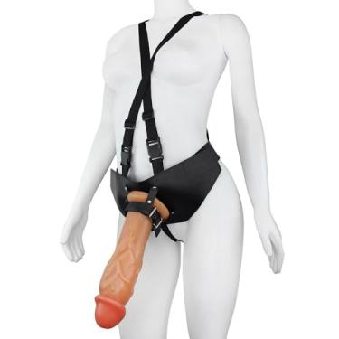 Imagem de Cinta Peniana com Pênis Gigante e Grosso Flexível Anúbis 30 x 7,9cm Bege