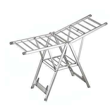 Imagem de SNOWNYLL Estante de secagem de roupas Airer de roupas Rack de secagem do chão ao teto Rack de secagem dobrável varanda interna em forma de asa escorredor 130 * 45 * 101 cm preto prata