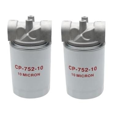 Imagem de 2 peças 221006 CP-752-10 CP75210 Filtro de óleo hidráulico com portas indicadoras 10 mícrons de alta eficiência, taxa de fluxo de 20 GPM, pressão máxima de 200 PSI, rosca UNF de 2.5 cm-12, para