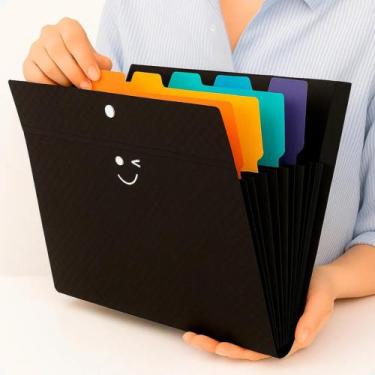 Imagem de Pasta Sanfonada 7 Divisórias A4 300folhas Porta Documentos escritório 