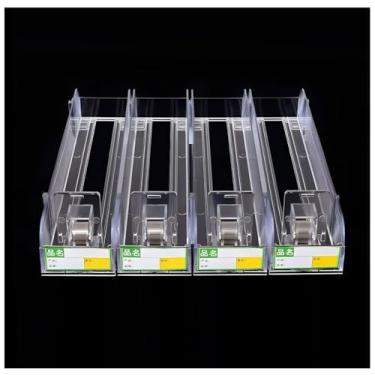 Imagem de Rack de exibição de cigarros de varejo, suporte de exibição automático de acrílico, várias combinações de empurradores automáticos organizadores de prateleira (6,4 x 32 cm)