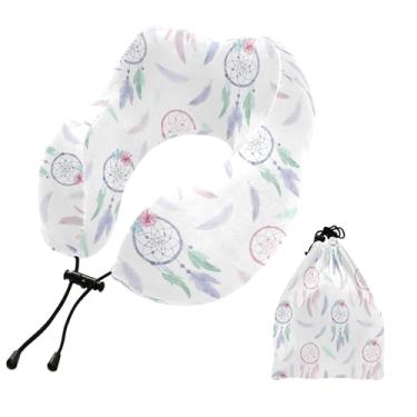 Imagem de Burbuja Travesseiro de pescoço Dreamcatcher para viagem, almofada de viagem de espuma viscoelástica para dormir, suporte de cabeça de avião de carro, lavável na máquina e portátil