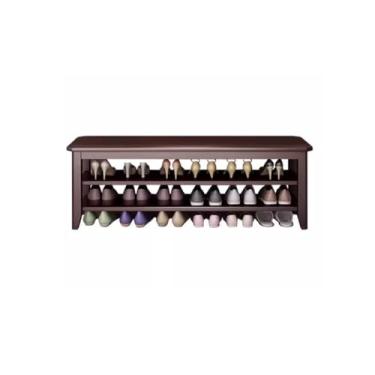 Imagem de Armário de sapatos independente entrada de casa rack de madeira maciça armazenamento multifuncional prateleira de sapatos sentável casa de fazenda (marrom, pequeno)