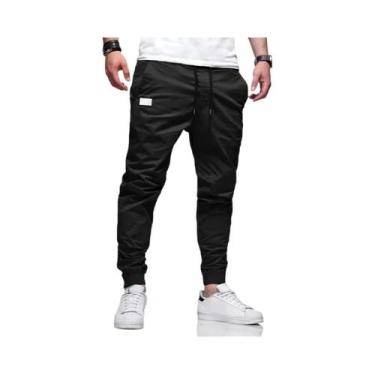 Imagem de Calças Cargo Masculinas Soltas E Retas 2024, Cor Sólida, Joggers Versá
