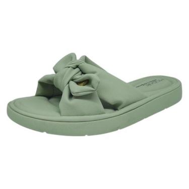 Imagem de Chinelo Feminino Slide Rasteiro Laço Conforto Casual Modare, Verde lun