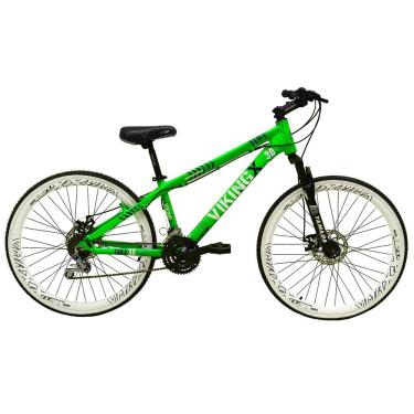 Imagem de Bicicleta Aro 26 Vikingx Tuff Verde 21v Alumínio Freeride Freio a Disco Aros Vmaxx Brancos