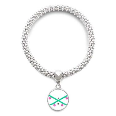 Imagem de DIYthinker Pulseira de prata verde rosa com pingente de corrente ajustável para esportes de inverno